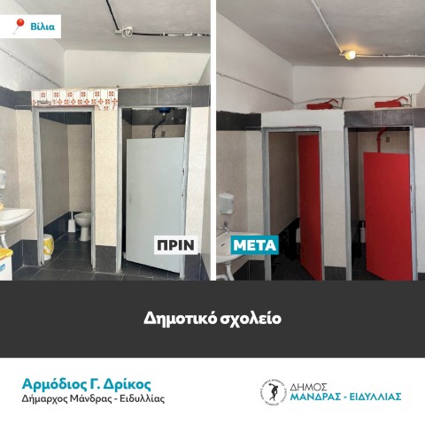 Σημαντικές εργασίες συντήρησης και αναβάθμισης των σχολικών μονάδων από τον Δήμο Μάνδρας – Ειδυλλίας