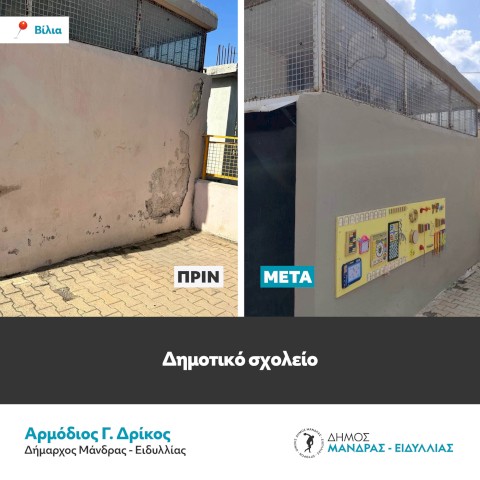 Σημαντικές εργασίες συντήρησης και αναβάθμισης των σχολικών μονάδων από τον Δήμο Μάνδρας – Ειδυλλίας