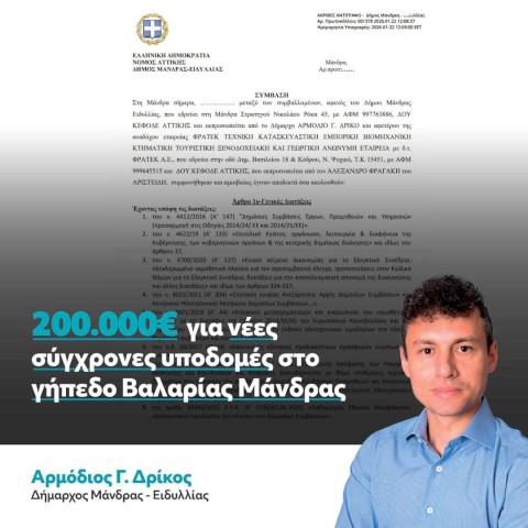 200.000€ για το γήπεδο Βαλαρίας εξασφάλισε ο Δήμαρχος Αρμόδιος Γ. Δρίκος